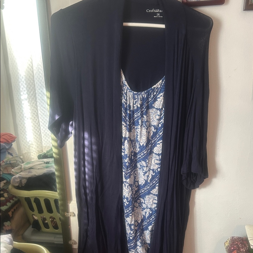 Croft & Barrow Dark Blue Cardigan with Floral Dress